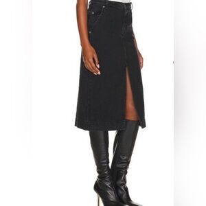 NWT Free People Wild Roses Midi Skirt Black Size 28